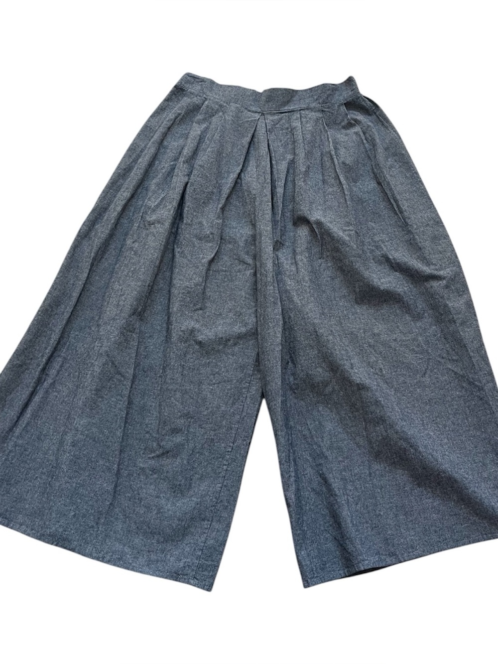 Pleated Palazzo Wide Leg Pants Large blue chambray